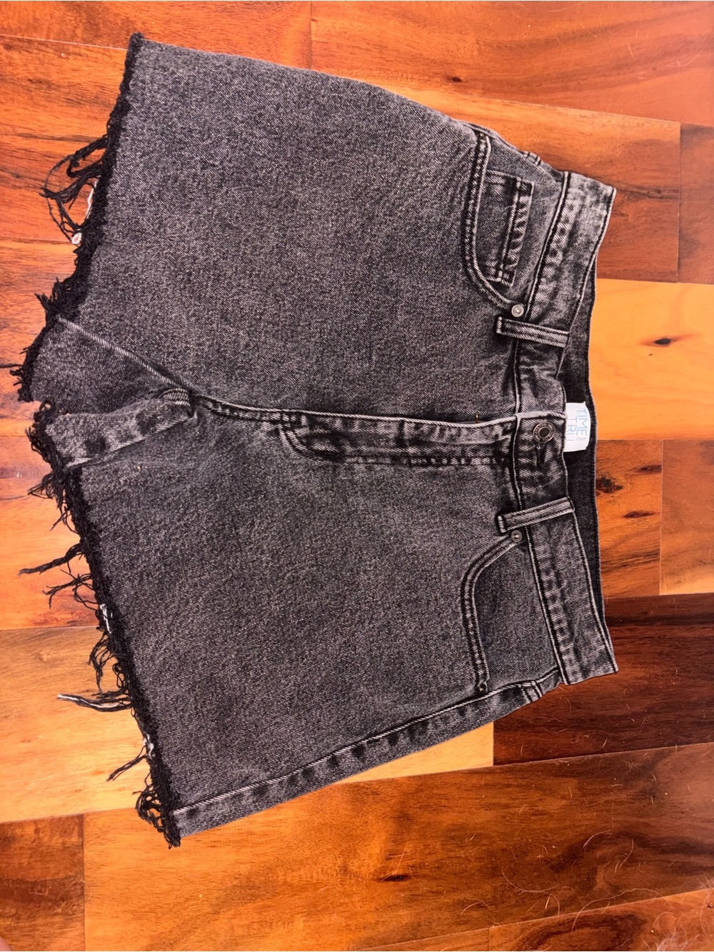Frayed Hem Black Denim Women's Shorts